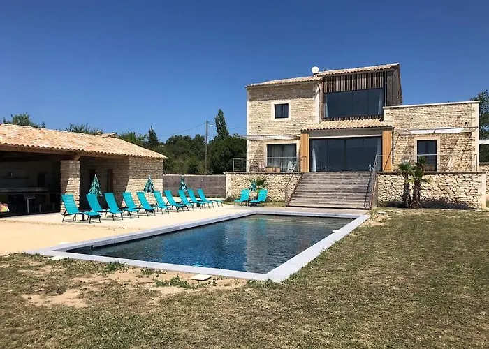 Mas Piralet Ardeche En Pierre Piscine 6*12 Pool House Equipe فندق Le Garn